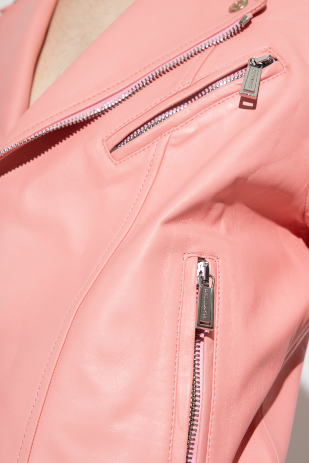 Mango pink 2025 leather jacket